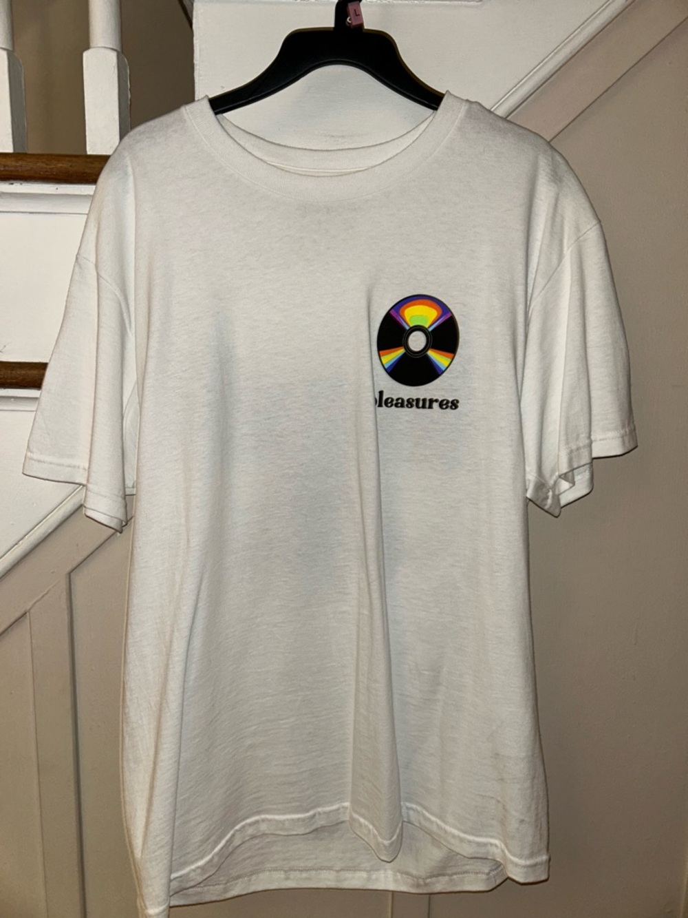 Pleasures - Men’s Large - White CD Logo Graphic Tee - “Spin T-Shirt”